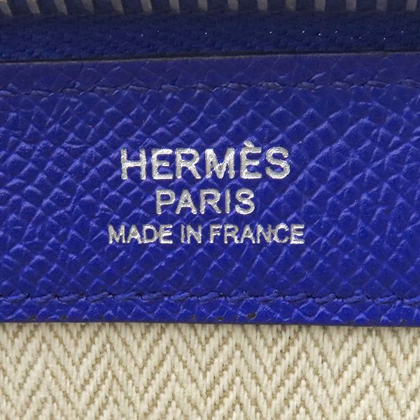 Hermes Clutch Bag Zip Tablet Vaux Epson Blue Electric Silver Hardware Blue