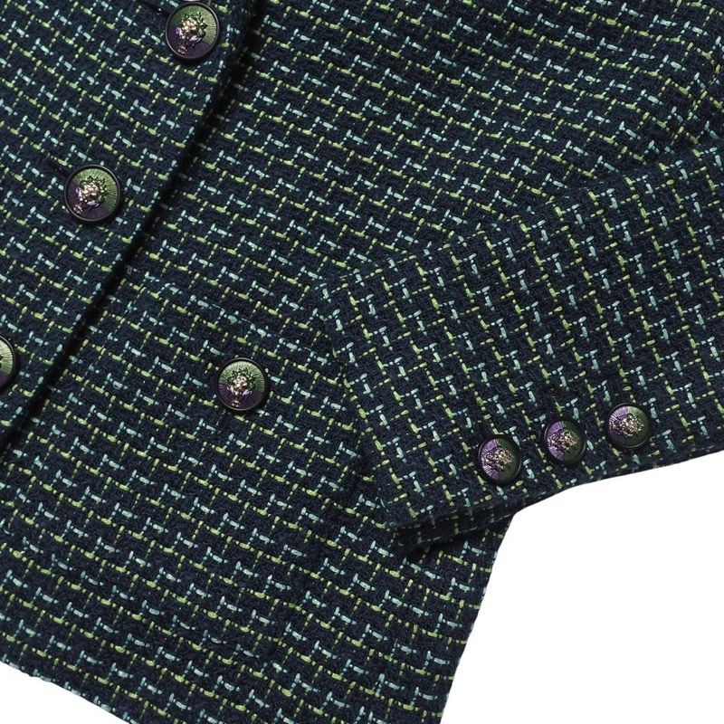 Chanel Skirt Suit Size 36 P56 P55 Lion Button Tweed Jacket Knee Length Skirt