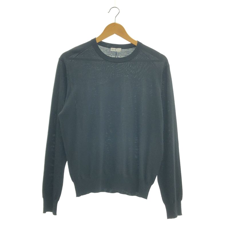 Balenciaga - Wool Back Logo Crew Neck Knitted Sweater - 40 - Black - Women's