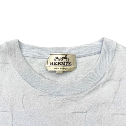 Em0157 Hermes Embossed Design Short Sleeve Knit Shirt Size L