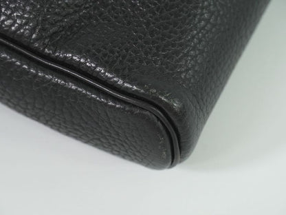 Authentic Christian DIOR Leather Shoulder Bag Pochette Black Bag Pre-owned