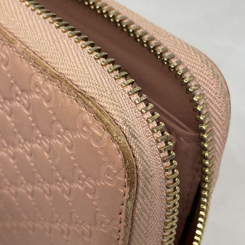 Gucci Long Wallet Micro Guccissima 449391 Leather Pink Chien Pan Gold Hardware