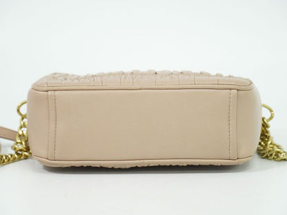 Authentic Prada Nappa Gaufre Chain Shoulder Bag Pochette Leather Pink Beige