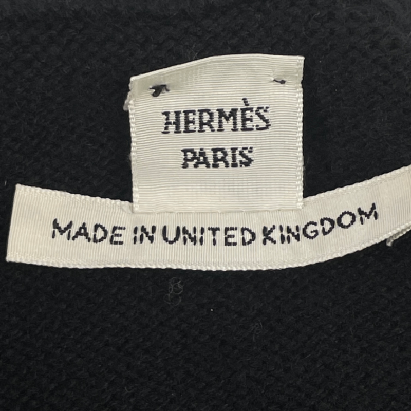 Current Hermes Short-sleeved Knit Black Cashmere H Button