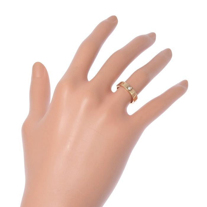 Cartier Mini Love 1P Diamond Ring 18K Pink Gold 750 Pink Gold Diamond #47