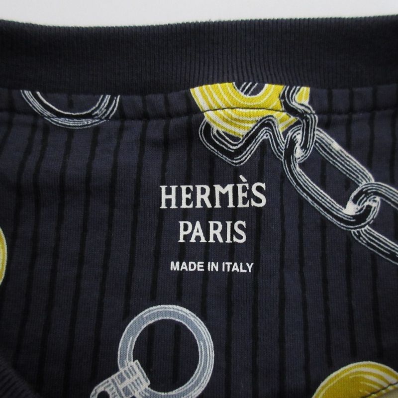 24aw Hermes Kaleidoscope Effect T-Shirt 4h4648dh Size 40 Navy Women's Used