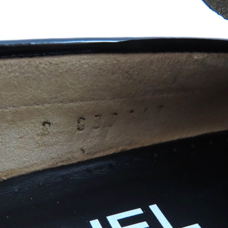 CHANEL 22B G39447 F Patent Leather Loafer With Pearl Coco Mark Black 34.5 With