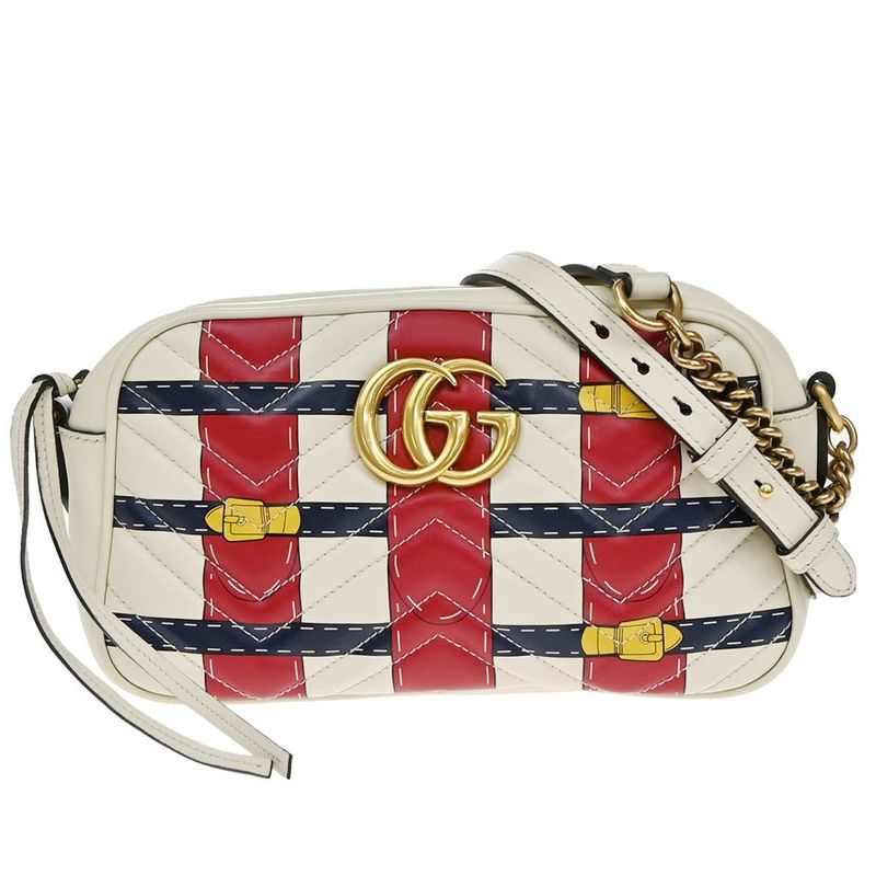 Gucci Shoulder Bag GG Marmont Belt Print Quilted 636ka827