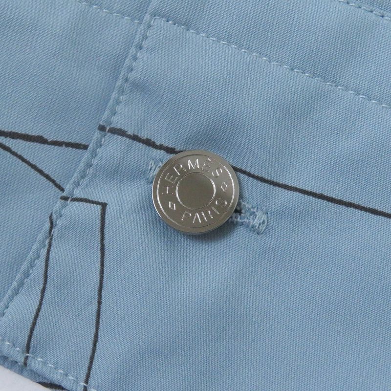 Hermes 24SS Selles En Fragments Finesse 100% Cotton Sellier Button Long Sleeve