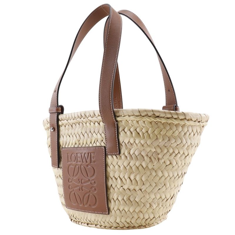 Loewe Basket Bag Small Bag Raffia X Leather Brown Women's Tote Bag