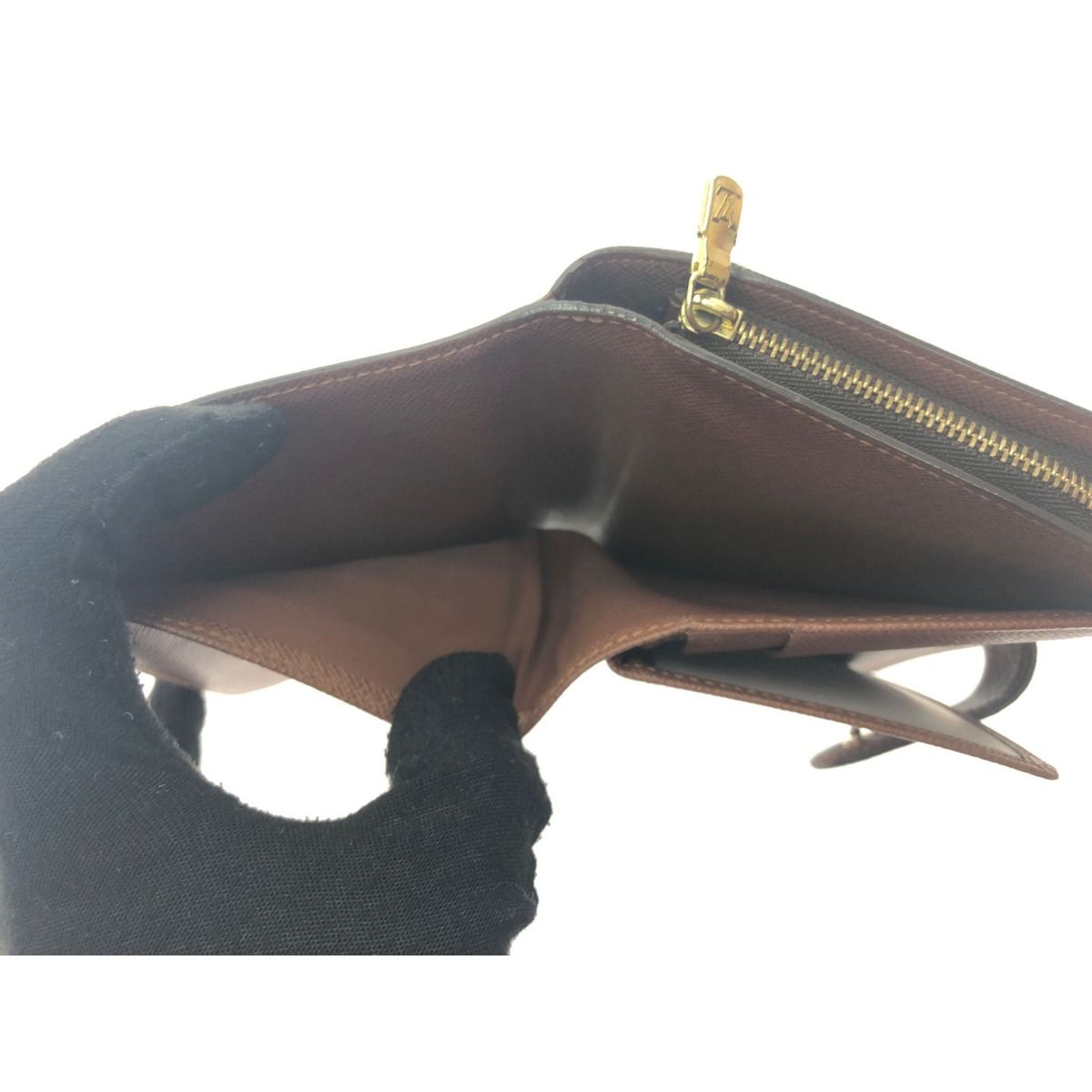 Louis Vuitton Women's Bifold Wallet Monogram Porte Papier Zip M61207 Brown