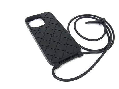 Bottega Veneta Intrecciato Rubber Iphone 14 Pro Phone Case In Black Fm4108