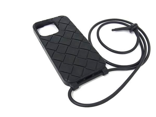 Bottega Veneta Intrecciato Rubber Iphone 14 Pro Phone Case In Black Fm4108