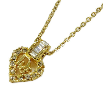 Dior Necklace Women's Brand Rhinestone GP Gold Logo Heart Accessory