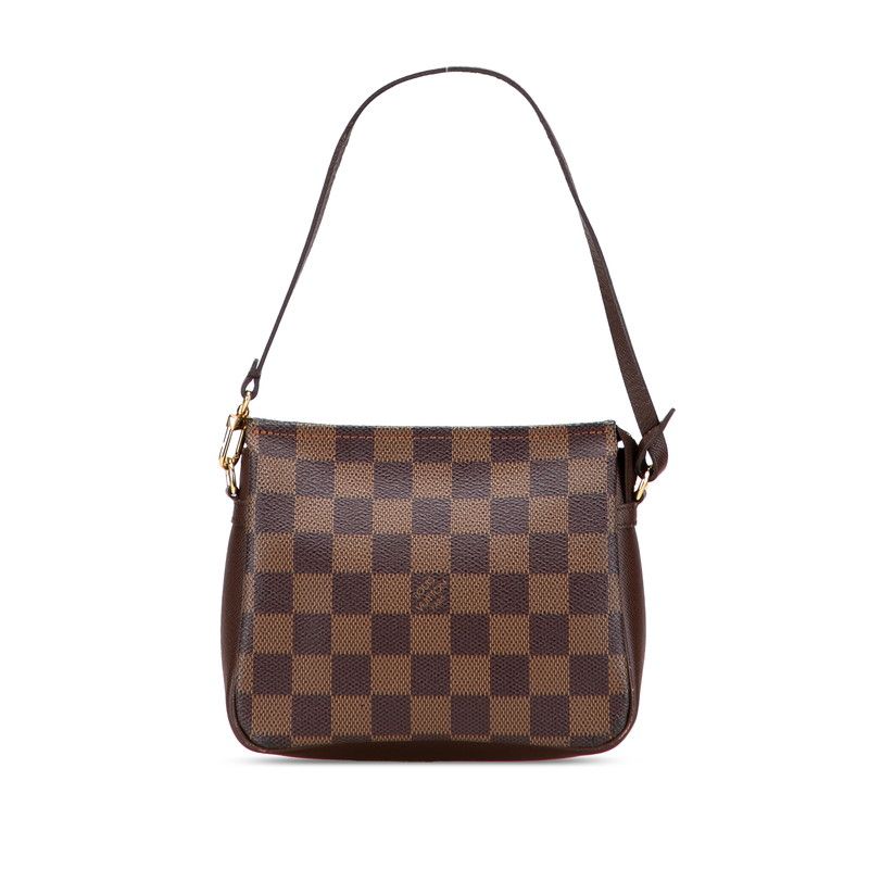 Louis Vuitton Damier Trousse Makeup Mini Handbag Pouch N51982 Brown PVC Leather