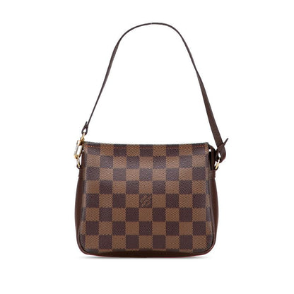 Louis Vuitton Damier Trousse Makeup Mini Handbag Pouch N51982 Brown PVC Leather