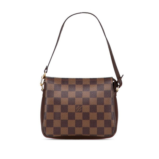 Louis Vuitton Damier Trousse Makeup Mini Handbag Pouch N51982 Brown PVC Leather