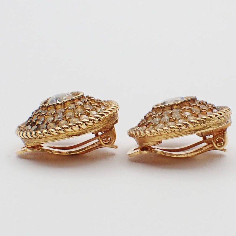 Chanel Ear Ring Stone Gold 63ka993