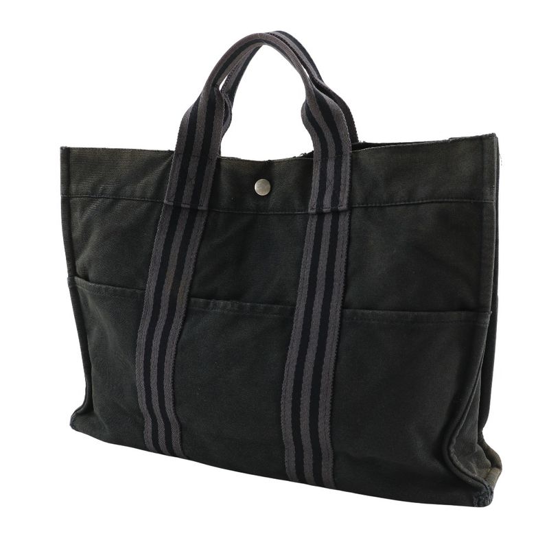 Hermes Fourre Tout MM Tote Canvas Black Unisex Handbag
