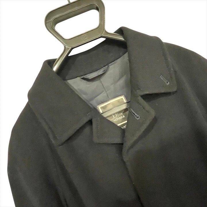 Dior Ready to Wear Cashmere Blend Wool Long Stainless Steel Coat Navy
