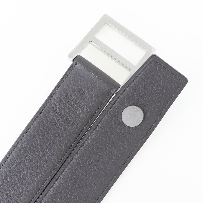 Hermes Serie Taurillon Clemence Etang Gray A Men's Belt