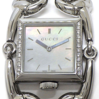 Gucci Watch Signoria 1163/ya116307 Horsebit Motif Diamond Bezel Square White