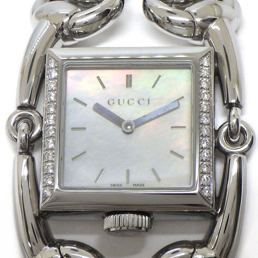 Gucci Watch Signoria 1163/ya116307 Horsebit Motif Diamond Bezel Square White