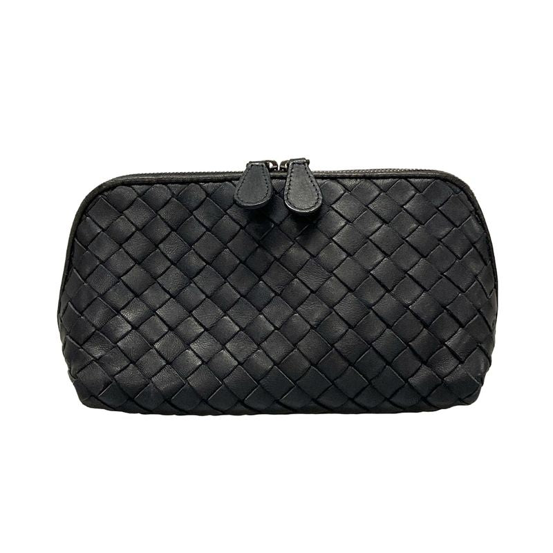 Bottega Veneta Pouch Intrecciato Black Leather