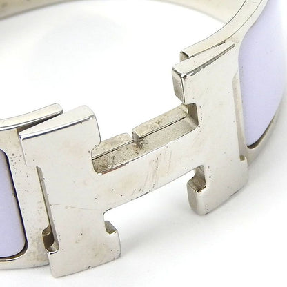 Hermes Bracelet Bangle Click Clack Click H Purple Silver Enameled Accessories