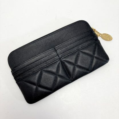 Chanel Cocomark Matelasse Pouch Black Caviar Skin Charm Clutch Bag