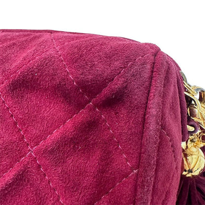 Chanel Bag Women's Brand Shoulder Bag Suede Matelasse Bordeaux Gold Hardware