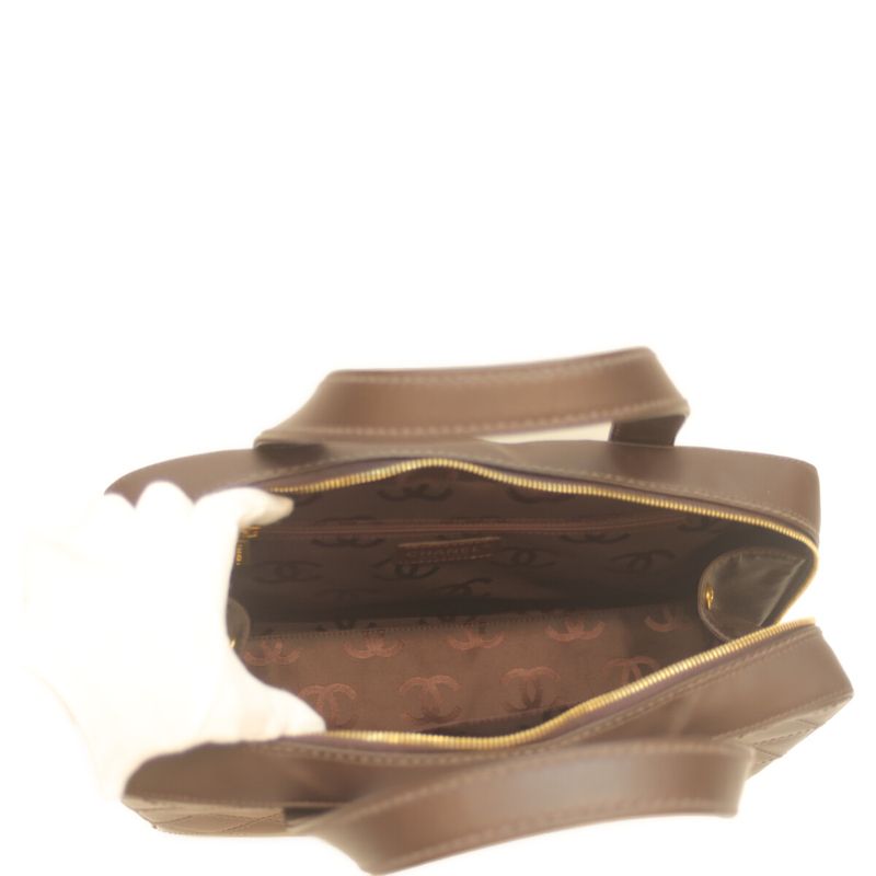 Chanel No 8 Brown Wild Stitch W Zipper Mini Boston Handbag Boston Bag Women