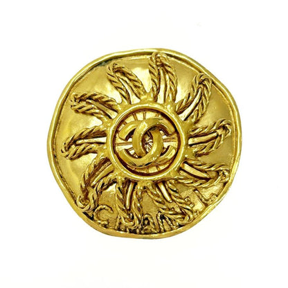 Chanel GP 94a Coco Mark Sun Brooch Gold with Box 418489 Brooch
