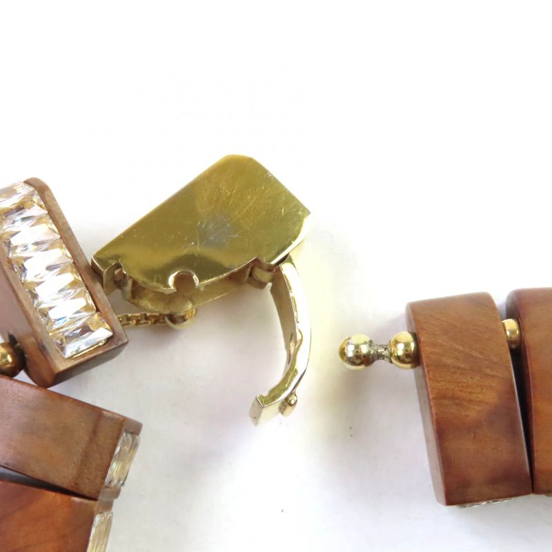 Bottega Veneta Radica Wood Cubic Zirconia 925 Necklace Choker