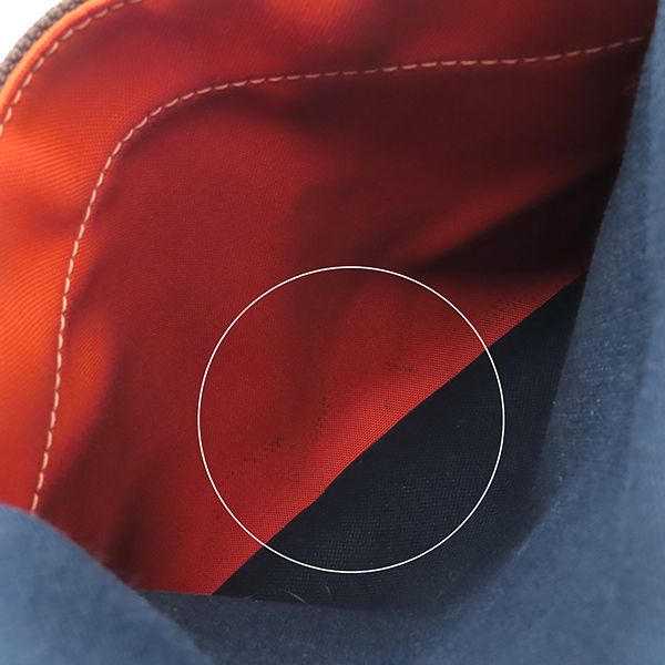 Hermes 2way Bag Sac de Pansage Groom Toile Chevron Navy and Orange Silver