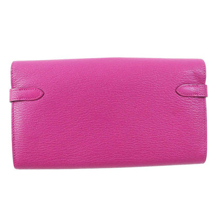 Hermes Kelly Wallet Rose Purple Silver Hardware Chevre Long Wallet / Long