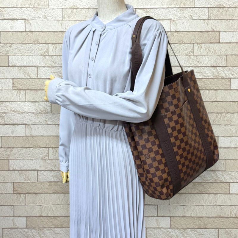 Louis Vuitton Cabas Bobol Damier Tote Bag Damier Canvas N52006 Brown Ladies