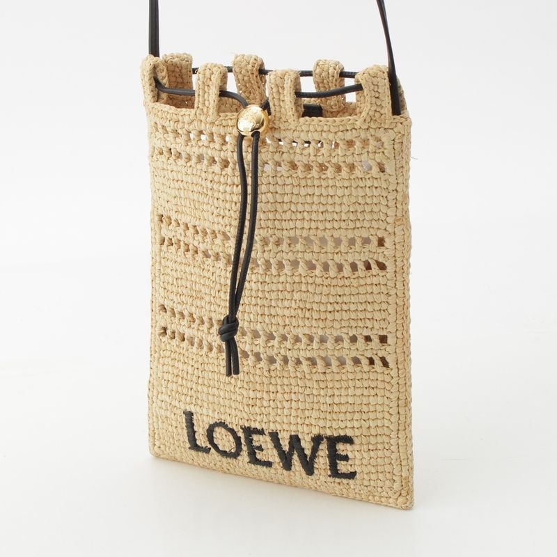 Loewe Raffia Drawstring Ring Pocket Shoulder Bag C756phpx01 Natural
