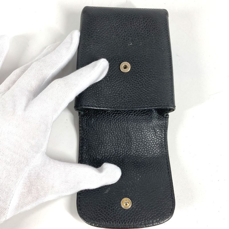 Chanel Cigarette Case CC Coco Logo A13511 Caviar Skin Black
