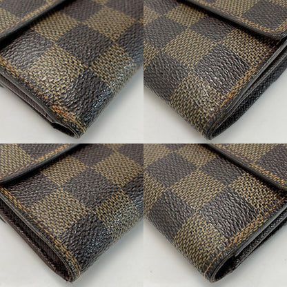 Louis Vuitton Damier Portefeuille Elise N61654 Brown Bifold Wallet Leather