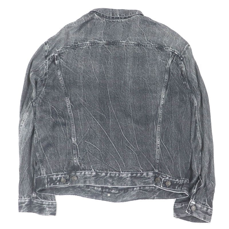 Balenciaga 20SS 621580 Denim Transfer Print Stretch Jacket Blouson Black L Made