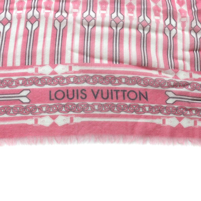 Louis Vuitton M78730 100% Cashmere Fringed Logo Design Large Size Stole Shawl