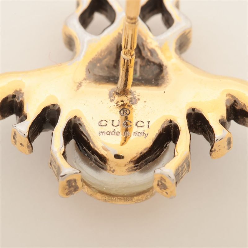 Gucci Interlocking G Bee Earrings (for Both Ears) GP X Rhinestone X Faux Pearl