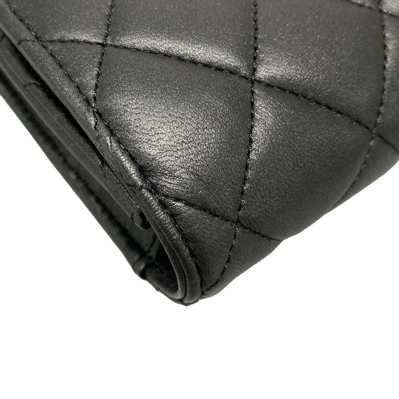 Chanel Long Wallet Matelasse Ap0241 Black Hardware / Sole Black Lambskin