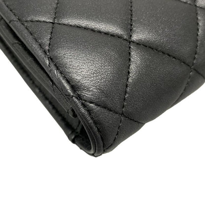 Chanel Long Wallet Matelasse Ap0241 Black Hardware / Sole Black Lambskin