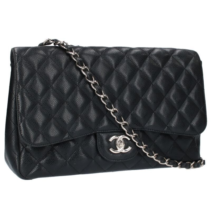 Chanel Deca Matelasse 30 Caviar Skin Single Flap Chain Shoulder Bag Women 30