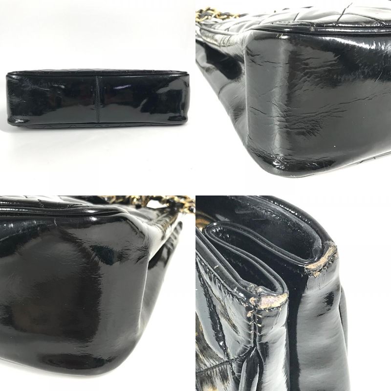 Chanel Shoulder Bag Quilted Matelasse Enamel Black