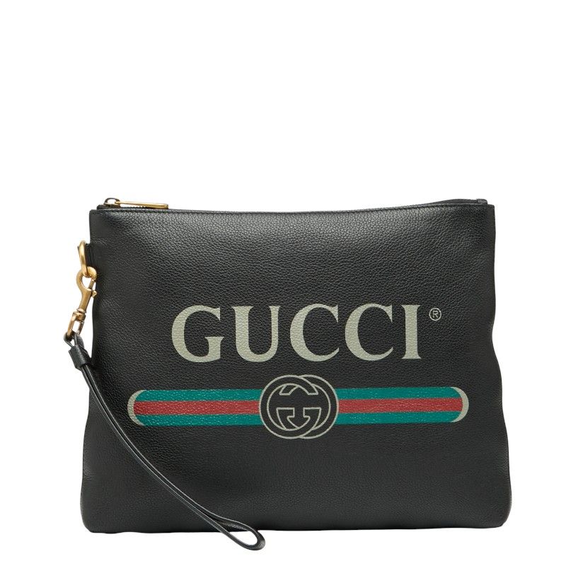 Gucci Logo Print 572770 Black Leather Women's Gucci