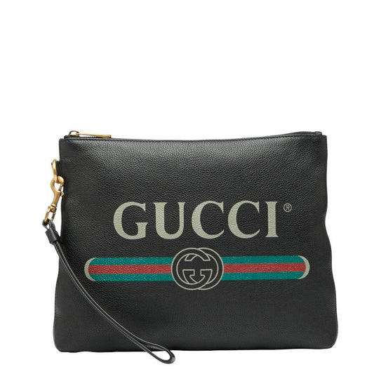 Gucci Logo Print 572770 Black Leather Women's Gucci