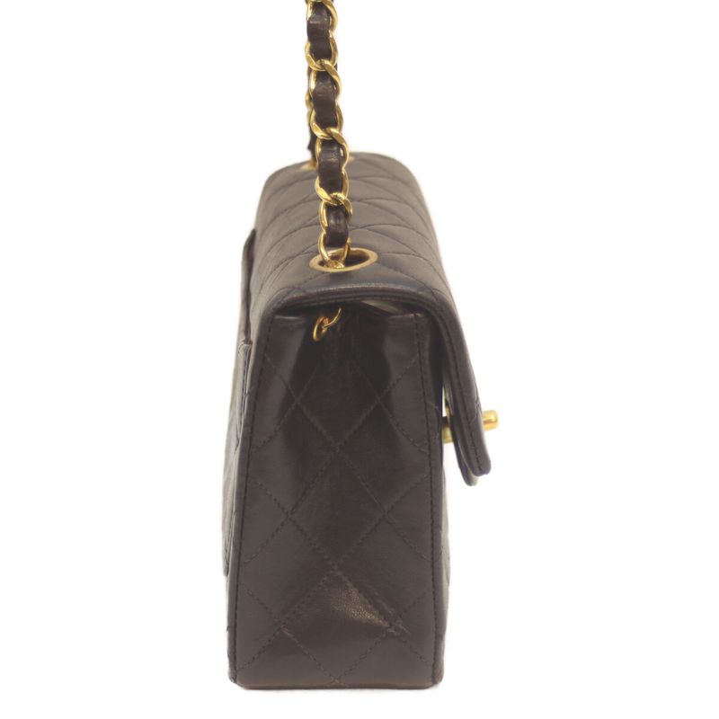 Chanel No 3 Black Lambskin Ghardware Mini Matelasse 17 Chain Shoulder Bag Black